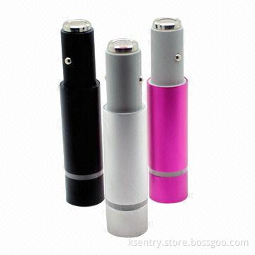 New promotional multi-car charger with power bank, for mobile phone, 12-24V input, 5V 1A output